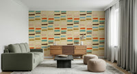 Earthy Mid Mod Stacked Blocks Beige art; geometric shapes for quiet style.