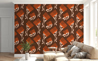 Mid Mod Wildflower Comb - Chocolate Terracotta Wallpaper⁠