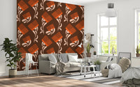 Mid Mod Wildflower Comb - Chocolate Terracotta Wallpaper⁠