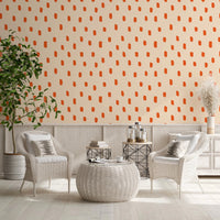 Mid Mod Wildflower Dots - Beige Terracotta Wallpaper⁠