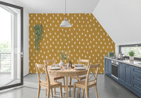 Mid Mod Wildflower Dots - Ocher Beige Wallpaper⁠