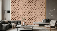 Mid Mod Wildflower Dots - Pink Brown Wallpaper⁠