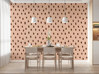 Mid Mod Wildflower Dots - Pink Brown Wallpaper⁠
