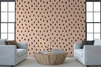 Mid Mod Wildflower Dots - Pink Brown Wallpaper⁠