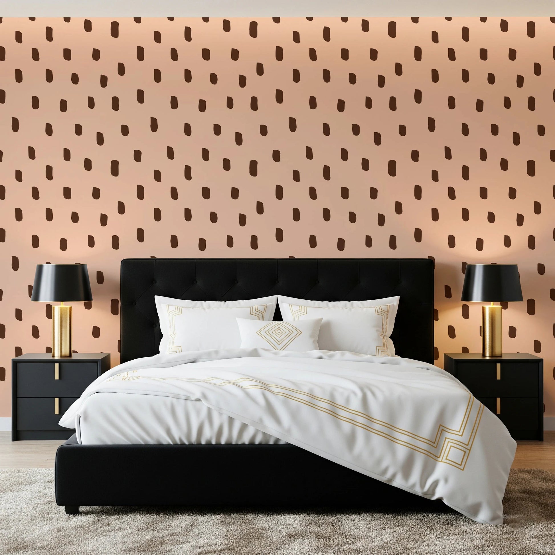 Mid Mod Wildflower Dots - Pink Brown Wallpaper⁠
