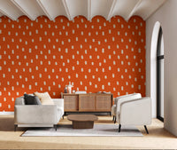 Mid Mod Wildflower Dots - Terracotta Beige Wallpaper⁠