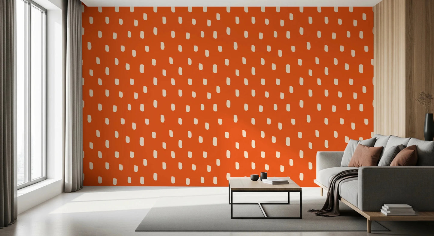 Mid Mod Wildflower Dots - Terracotta Beige Wallpaper⁠