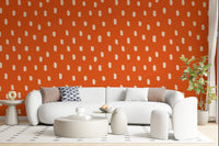Mid Mod Wildflower Dots - Terracotta Beige Wallpaper⁠