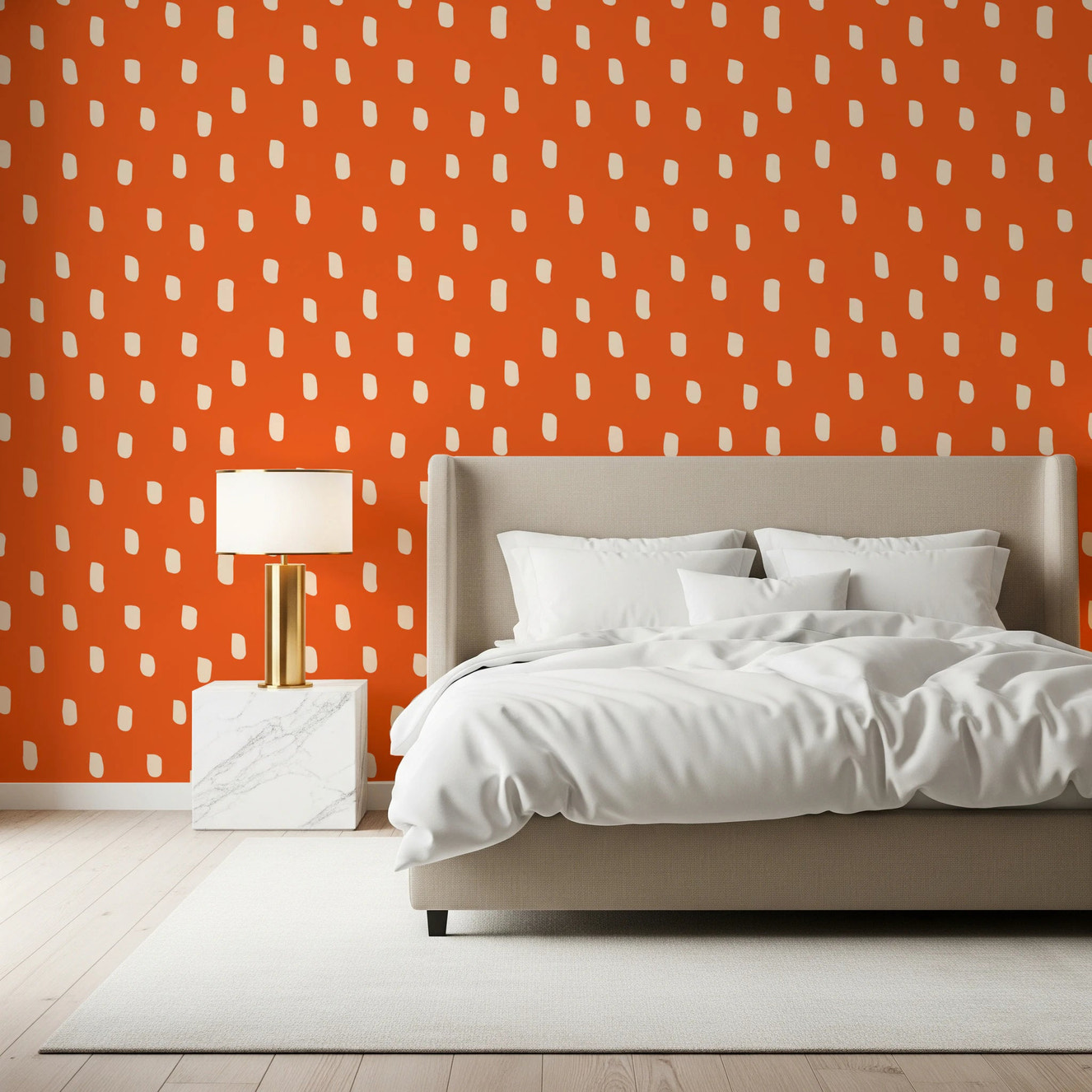 Mid Mod Wildflower Dots - Terracotta Beige Wallpaper⁠