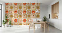 Mid Mod Wildflower Frames - Botanical Collage Terracotta Ocher Wallpaper⁠