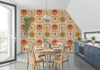 Mid Mod Wildflower Frames - Botanical Collage Terracotta Ocher Wallpaper⁠