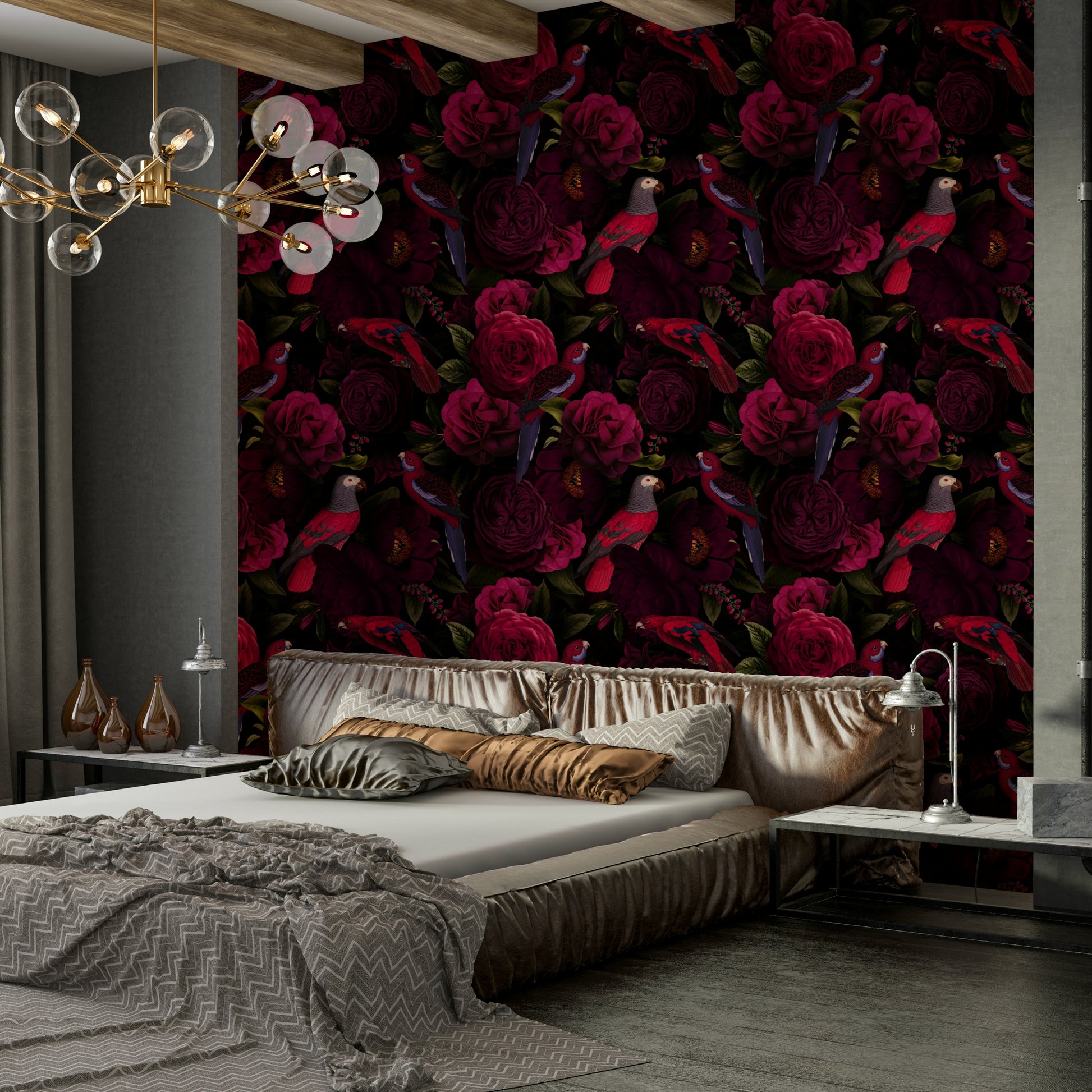 Sophisticated dark floral design in Midnight Bloom 1 wallpaper

