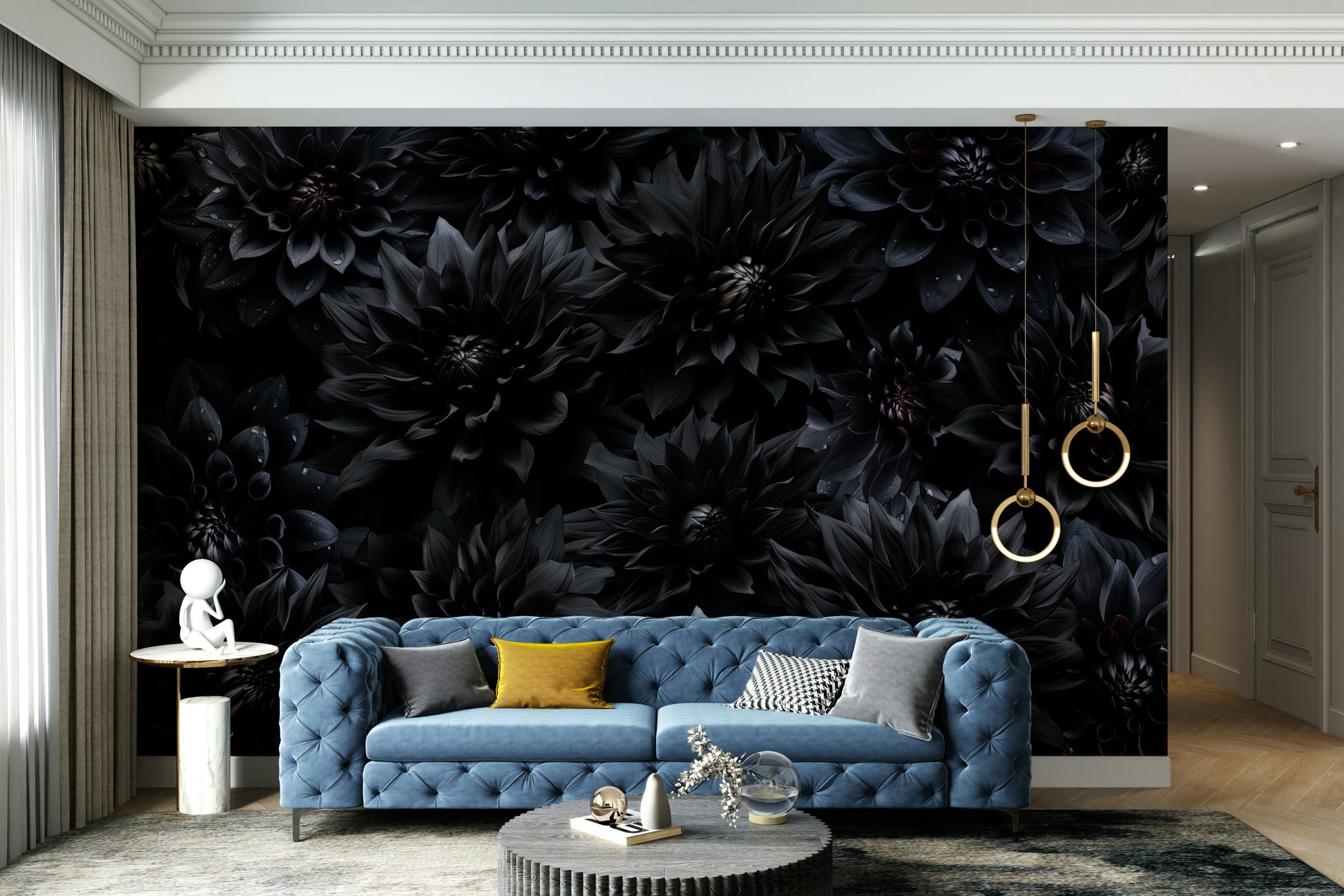 Elegant dark floral wallpaper for walls

