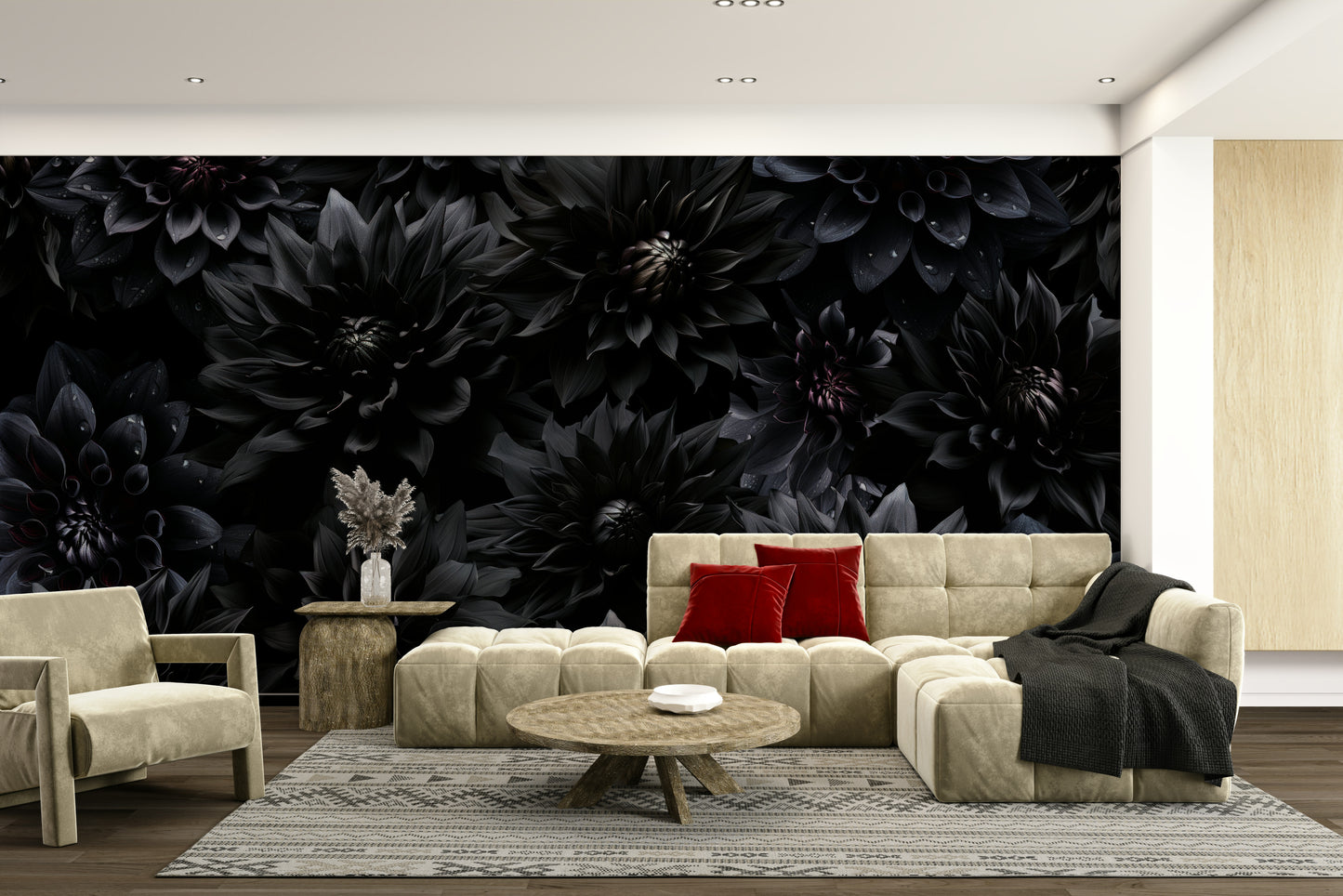 Midnight Bloom 1 mural wallpaper with dark tones

