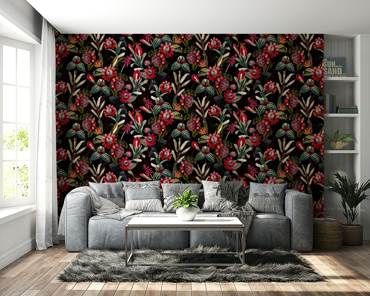 Midnight Bloom 2 wall mural featuring rich, dark floral elements.

