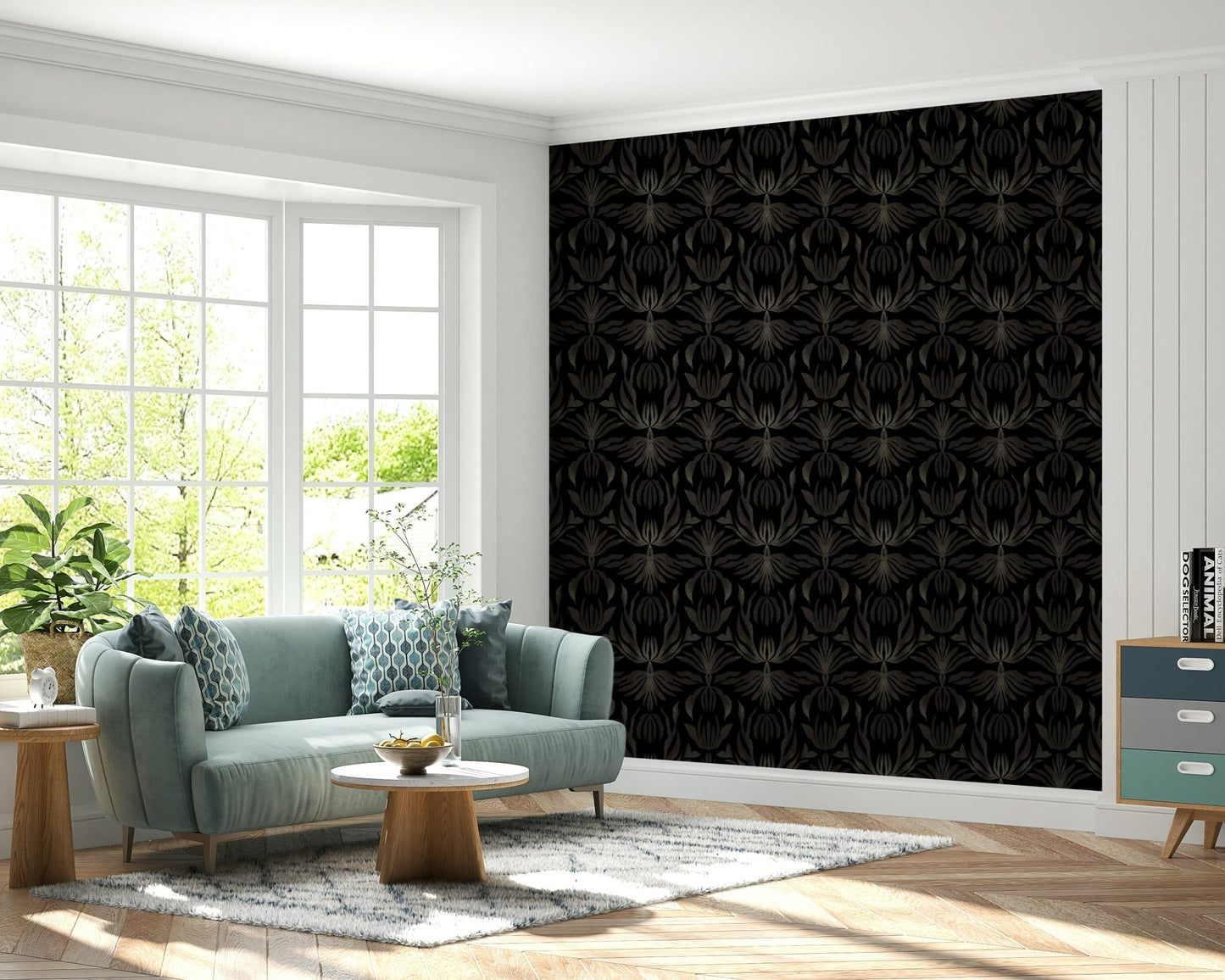 Bloomscape spring flowers wallpaper perfect for brightening bedrooms or living rooms.
