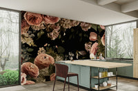 Elegant dark floral wallpaper for walls

