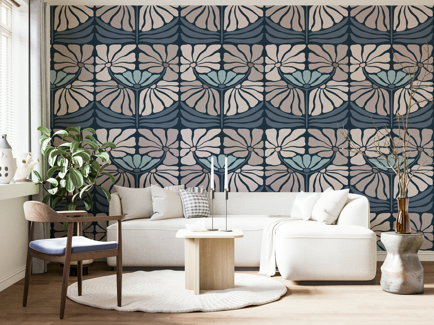 Dramatic dark floral wallpaper for bedrooms

