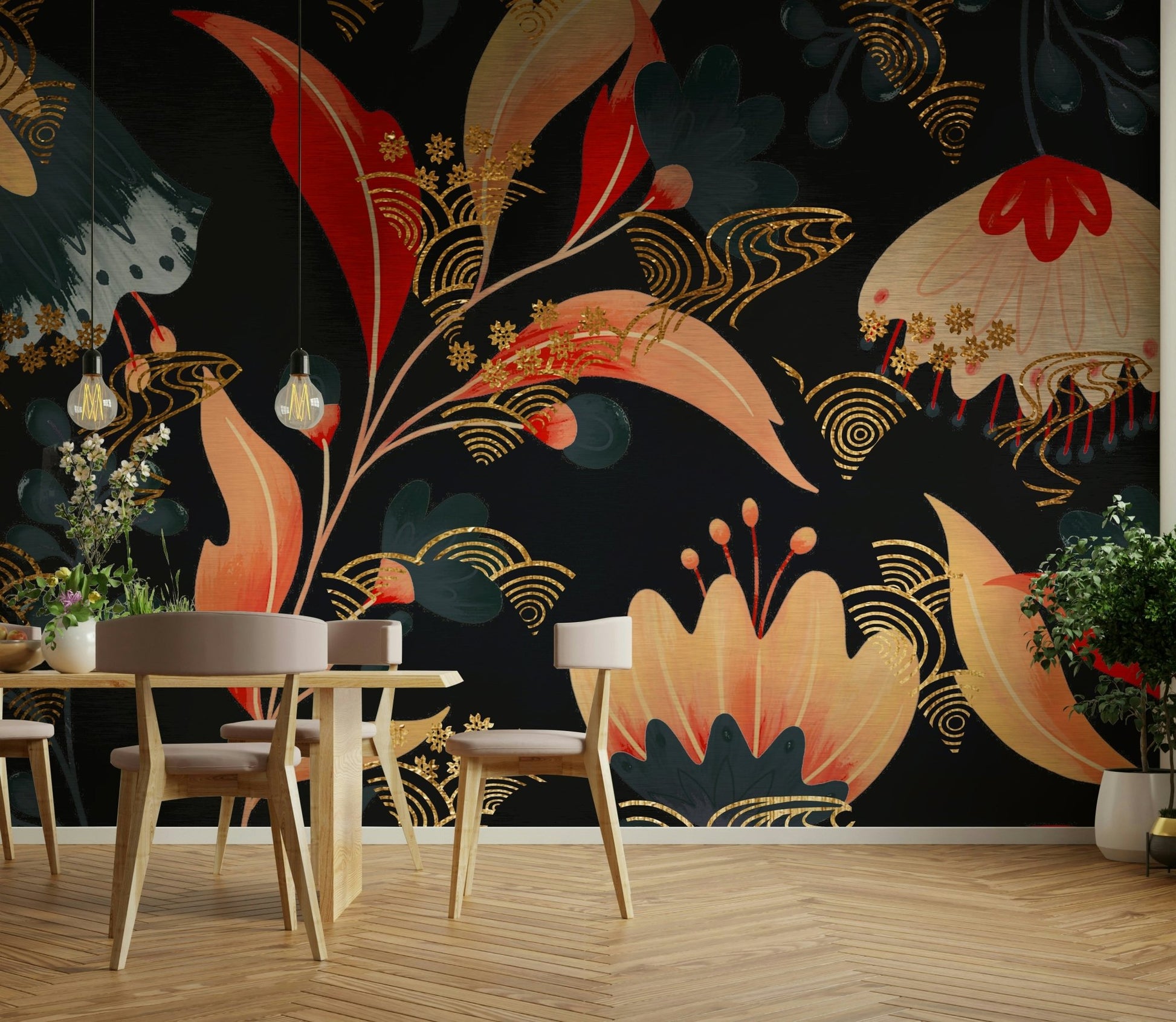 Wall covering with a sense of mystery and grandeur.
