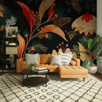 Dramatic and elegant botanical design on a wall.
