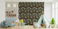 Dramatic floral wallpaper inspired by midnight woods

