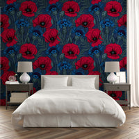 Midnight Garden wall mural wallpaper in living room setup

