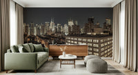 Tall buildings wall art Midnight Metropolis city glow impressive view.