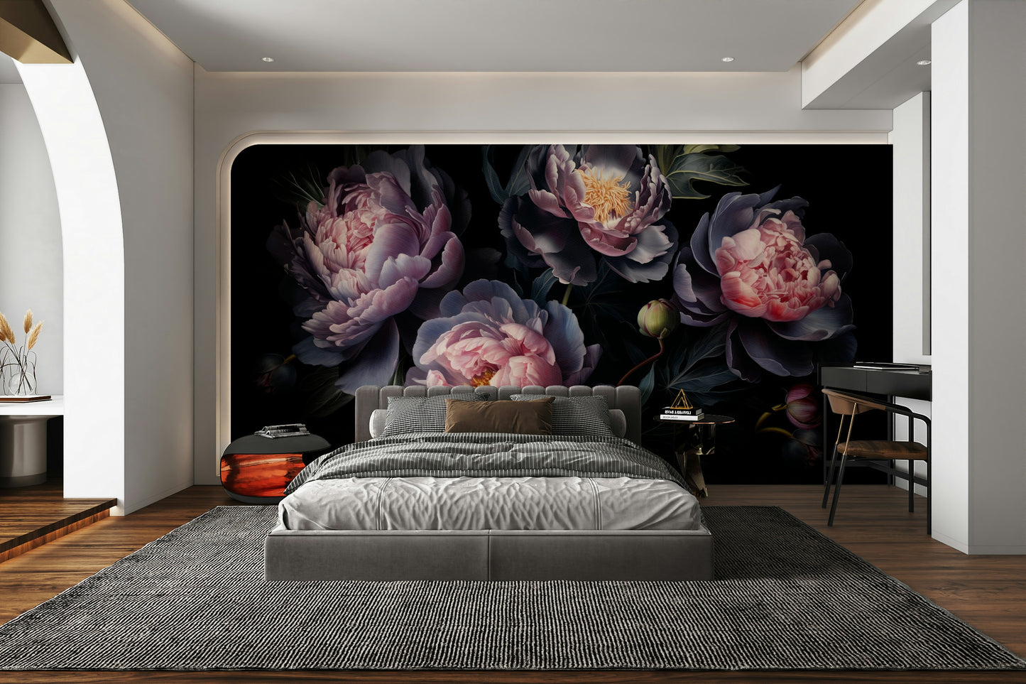 Elegant dark floral wallpaper for walls

