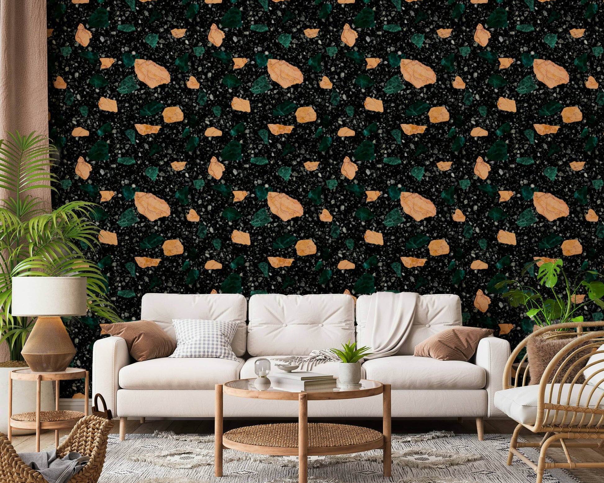 Seamless Terrazzo wall mural bold graphic texture display.