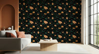 Orange jade Midnight Stone chips wallpaper dramatic repeat.