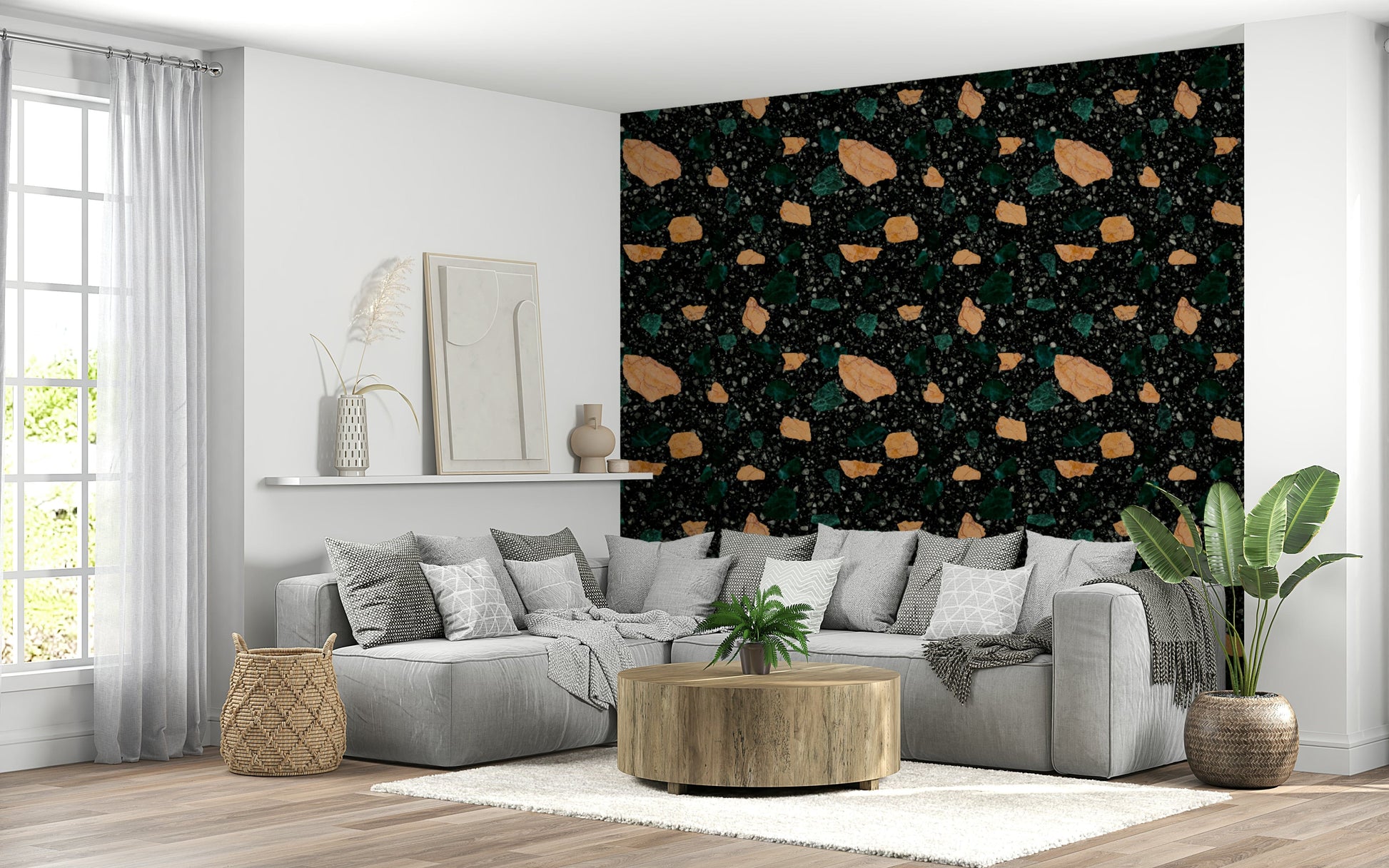 Decorative Italian Terrazzo mural sophisticated color blend.