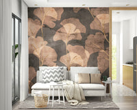 Midwinter Gingko Sepia peel and stick wallpaper vintage aesthetic.