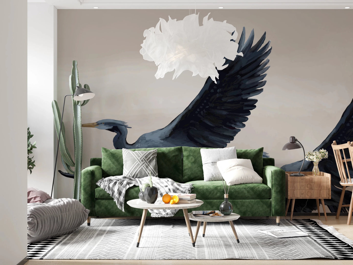 Migrating Herons Oil painting Wall Mural