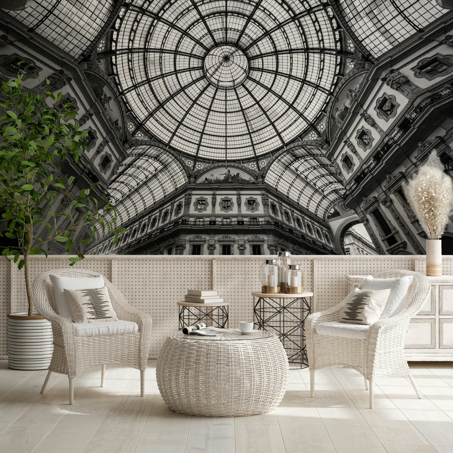 Milan's Vaulted Vision Wall Mural with archway perspective.