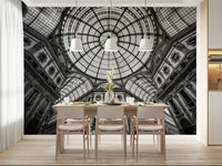 Milan's Vaulted Vision Wall Mural in hallway, arched architecture look, neutral colour feature wall