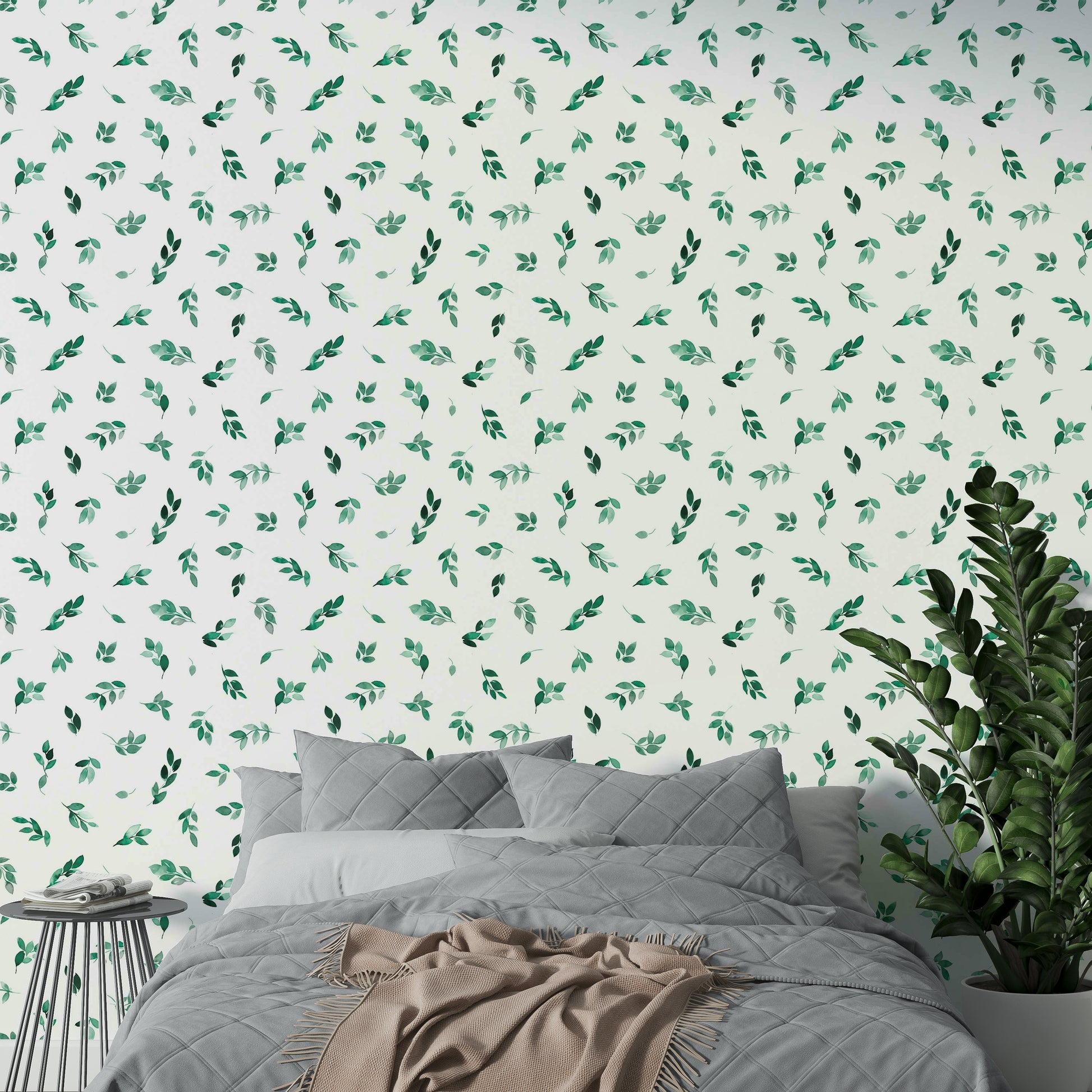 Elegant eucalyptus leaves wall covering


