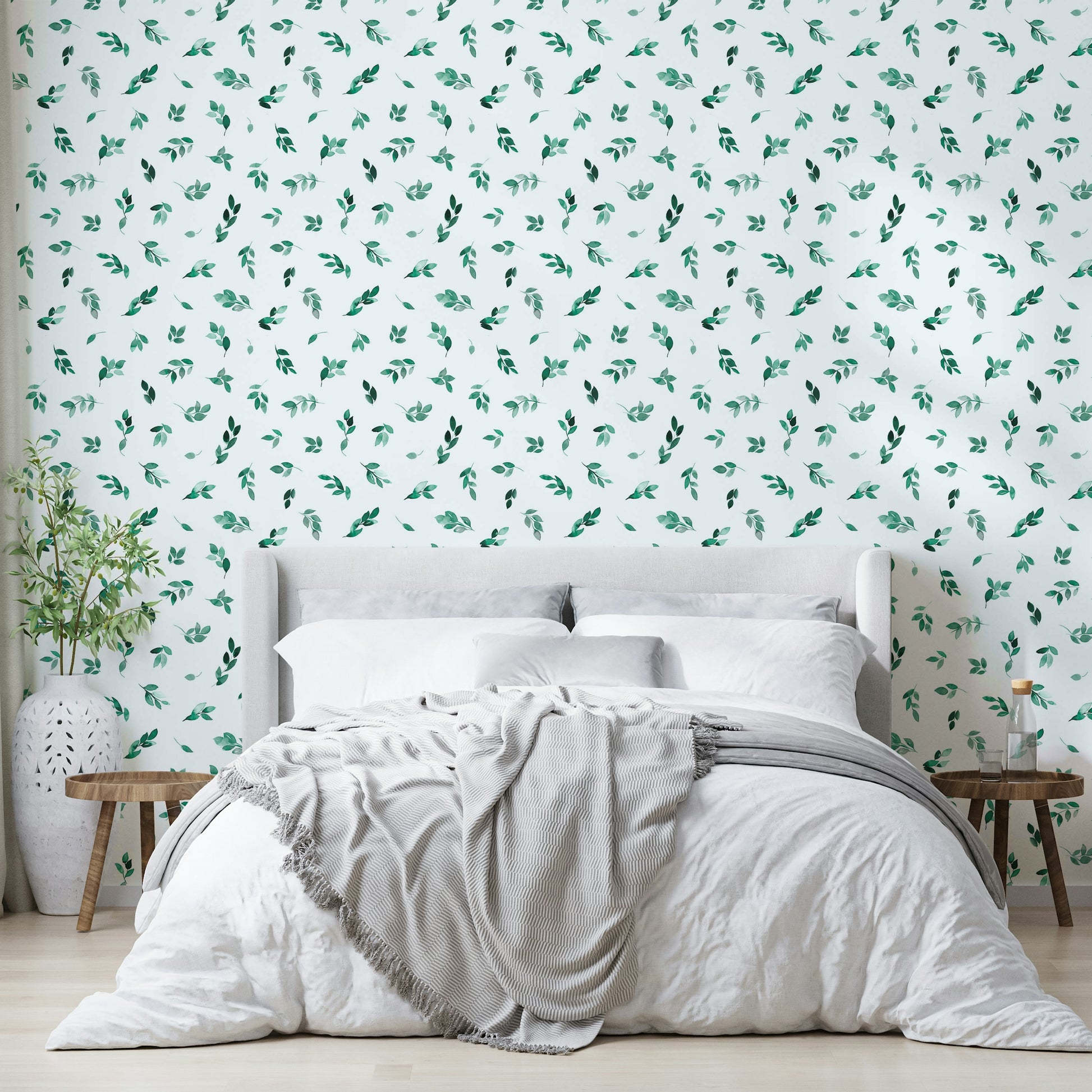 Clean design eucalyptus leaf wallpaper

