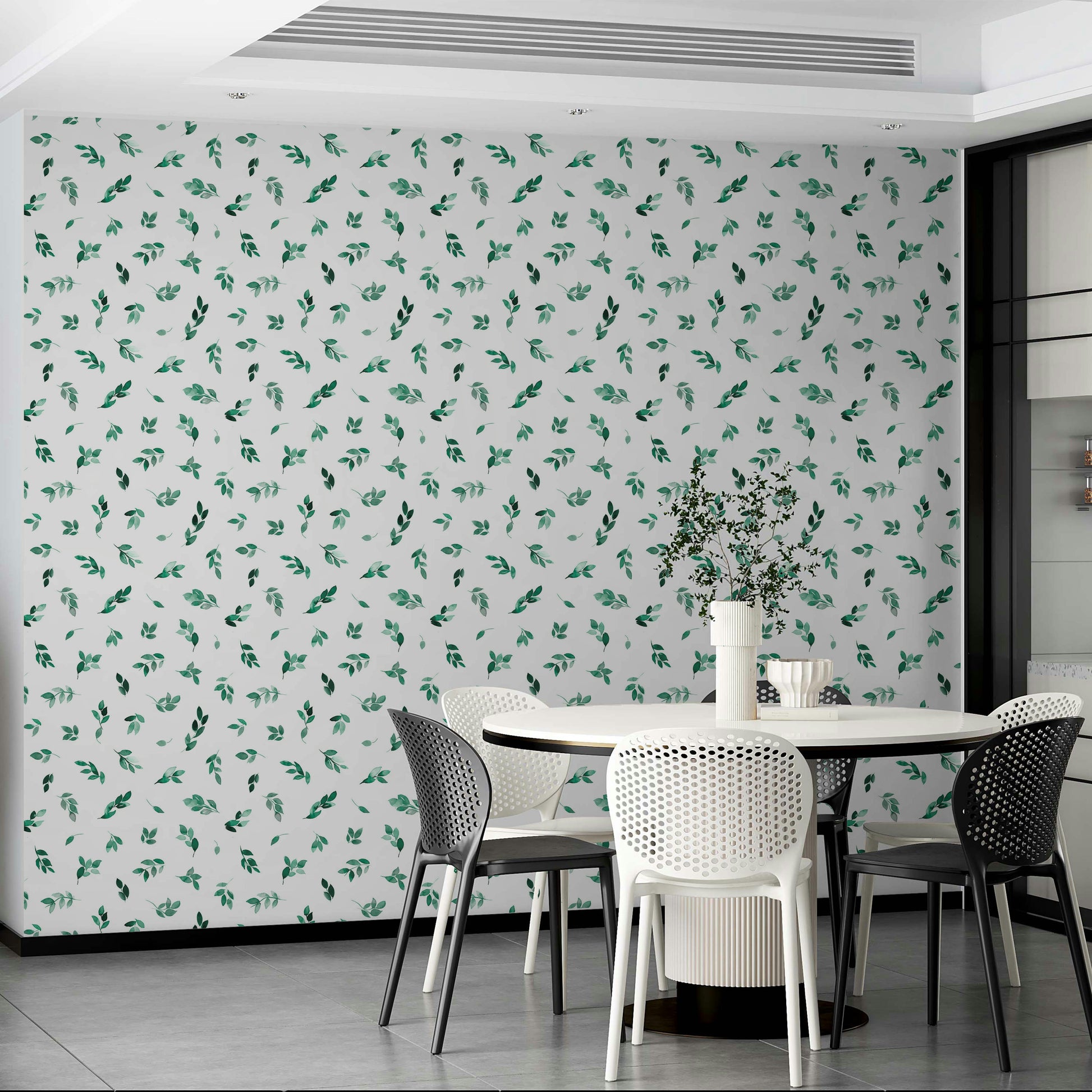 Green eucalyptus leaves pattern wallpaper

