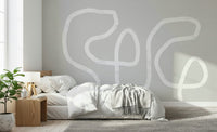 A calming abstract design wallpaper mural that defines a space.