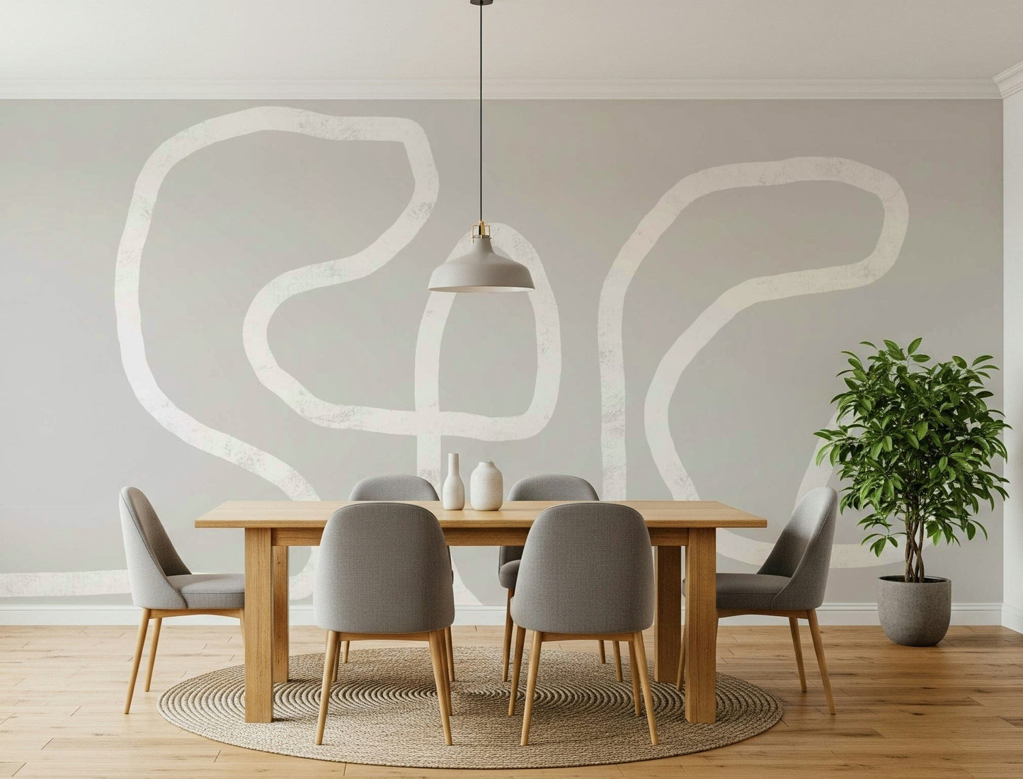 A contemplative gentle design wallpaper mural for a feature wall.