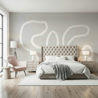 A beautiful abstract line art wallpaper mural with fluid, flowing lines.