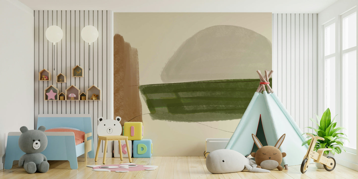 Artistic Minimalist Nature Tones design with soft brushstrokes wall decor.