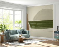 Muted green and taupe Minimalist Nature Tones subtle decorative mural.