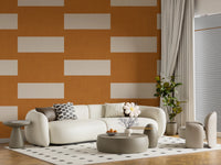 Minimal Stripe Block Terracotta Cream Wallpaper⁠