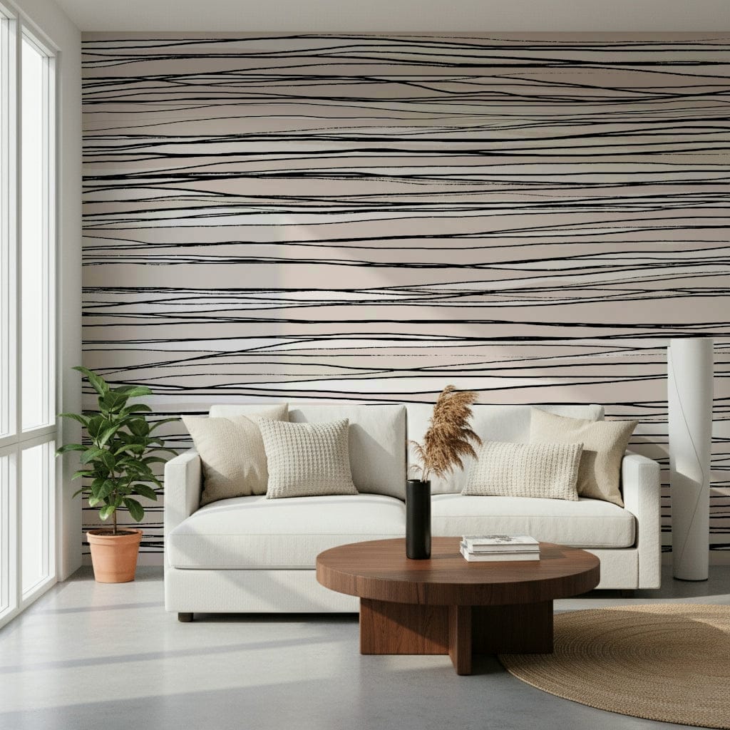 A calming abstract design wallpaper mural that defines a space.