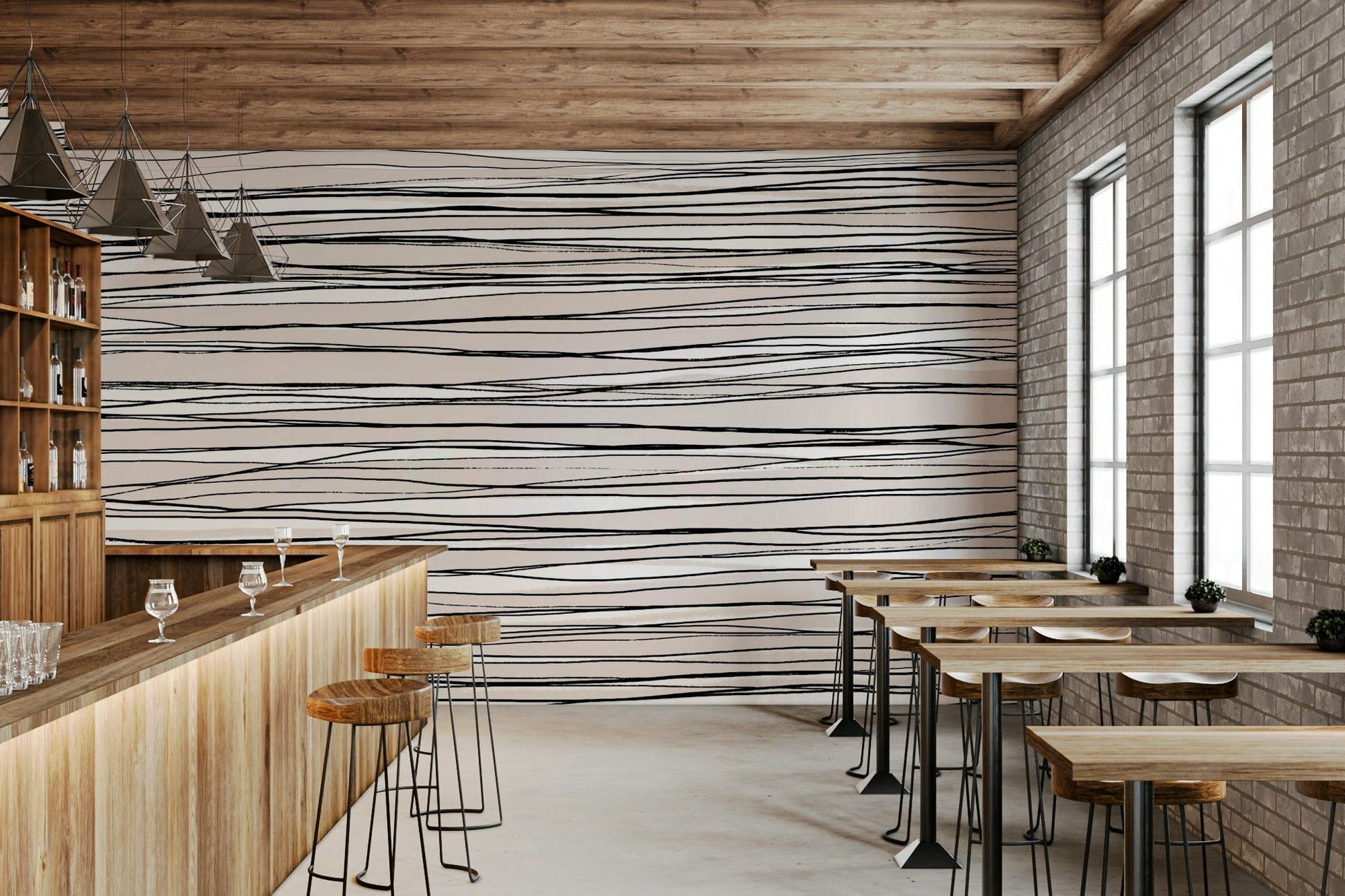 A beautiful modern art wall mural for a living room.