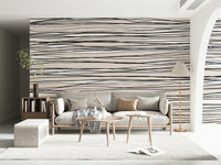 A graceful subtle line wall mural in cool, neutral tones.