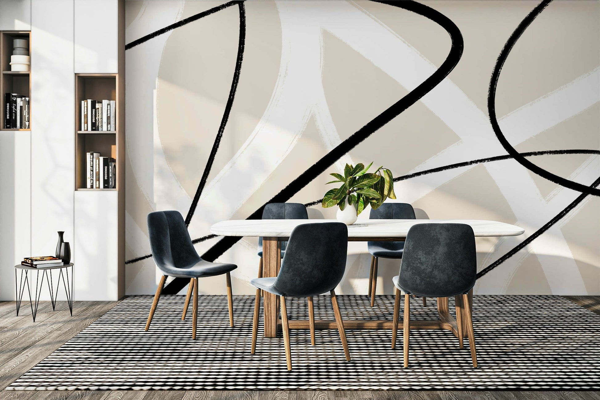 A graceful subtle pattern wall mural in cool, natural tones.

