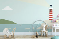 Maritime-themed wallpaper with modern coastal aesthetics
