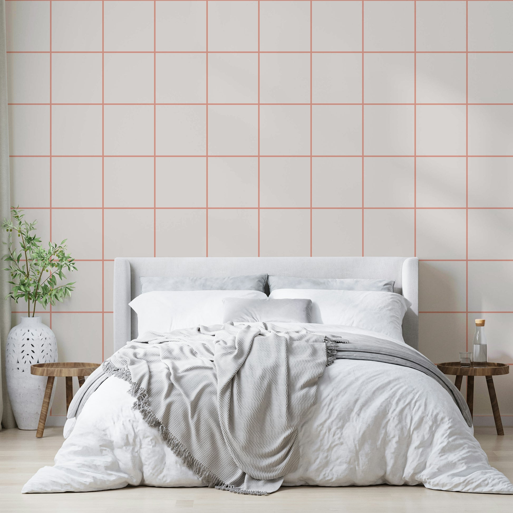 Simple geometric wallpaper in a rosy coral hue

